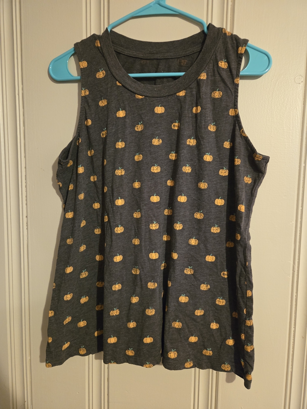 Gray Pumpkin Print Sleeveless Tank Top